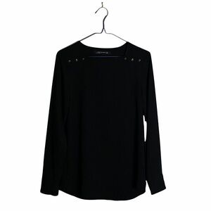 Zara Women's Studded Long Sleeve Round Neck Blouse